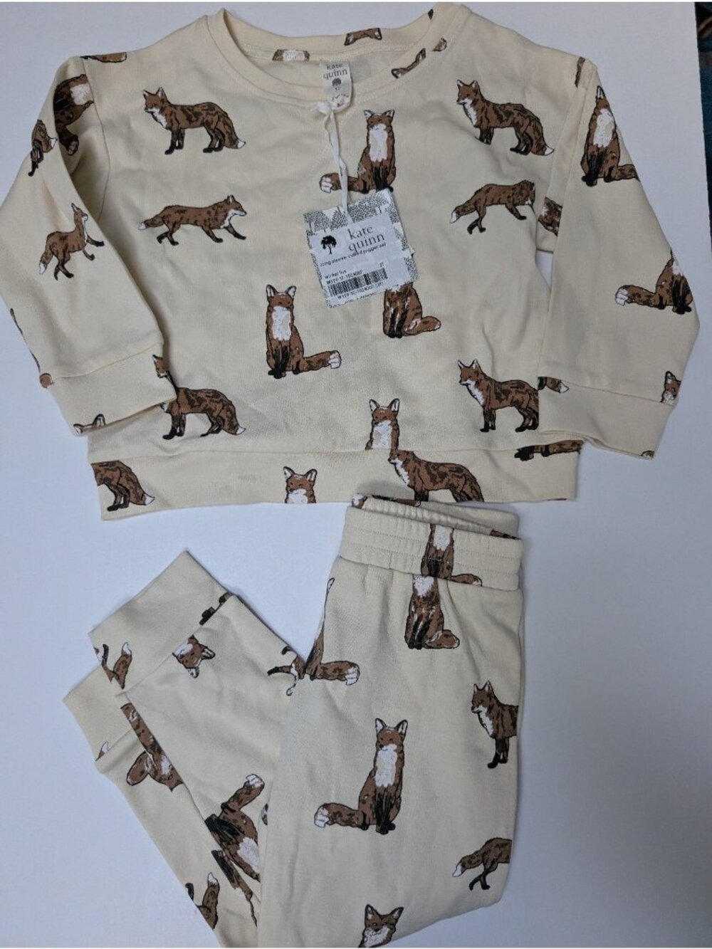 Kate Quinn Winter Fox 3T Organic Cotton Jogger Set Foxes Long Sleeve